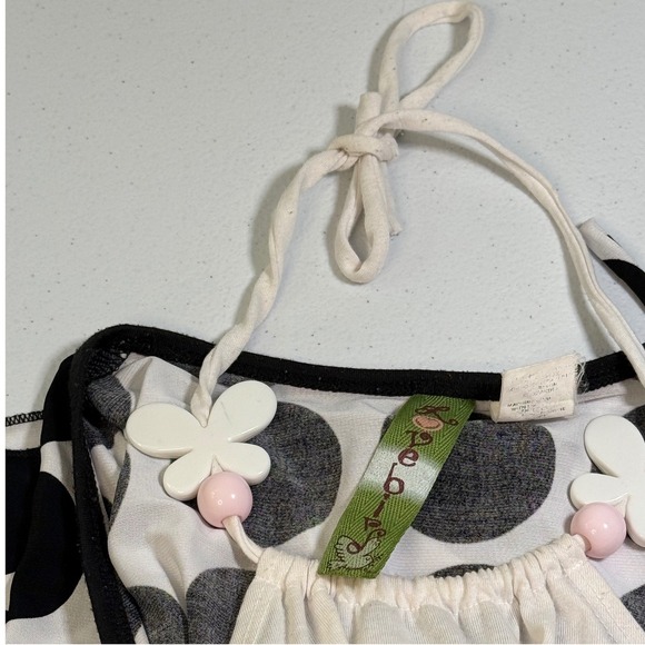 Lovebird Polka Dot Faux Wrap Top L Attached Cami Ruffle Office Siren Y2K - Picture 7 of 8